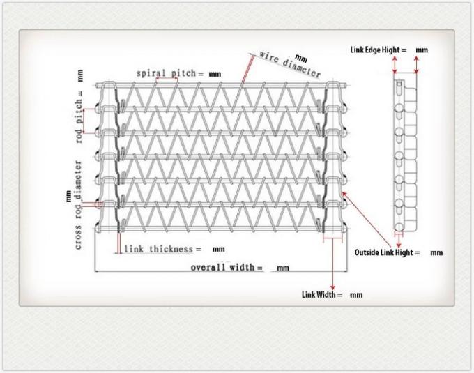 400mm 500mmの金属線の網のコンベヤーの鎖が付いている平らな屈曲ベルト 1